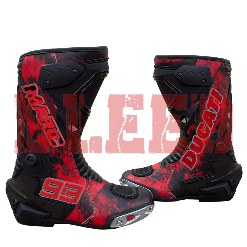 Marc Marquez Honda Repsol MotoGP motorbike leather riding boots side view