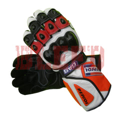 Honda Repsol motorbike leather racing gloves palm view
