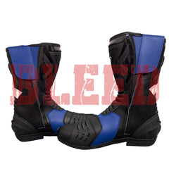 Suzuki GSX-R motorbike leather riding boots back view