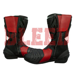 Suzuki GSX-R MotoGP motorbike leather riding boots front view