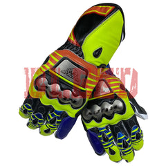 Valentino Rossi premium motorcycle leather racing gloves back view