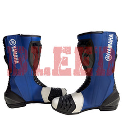 Yamaha motorbike leather riding biker boots detail view