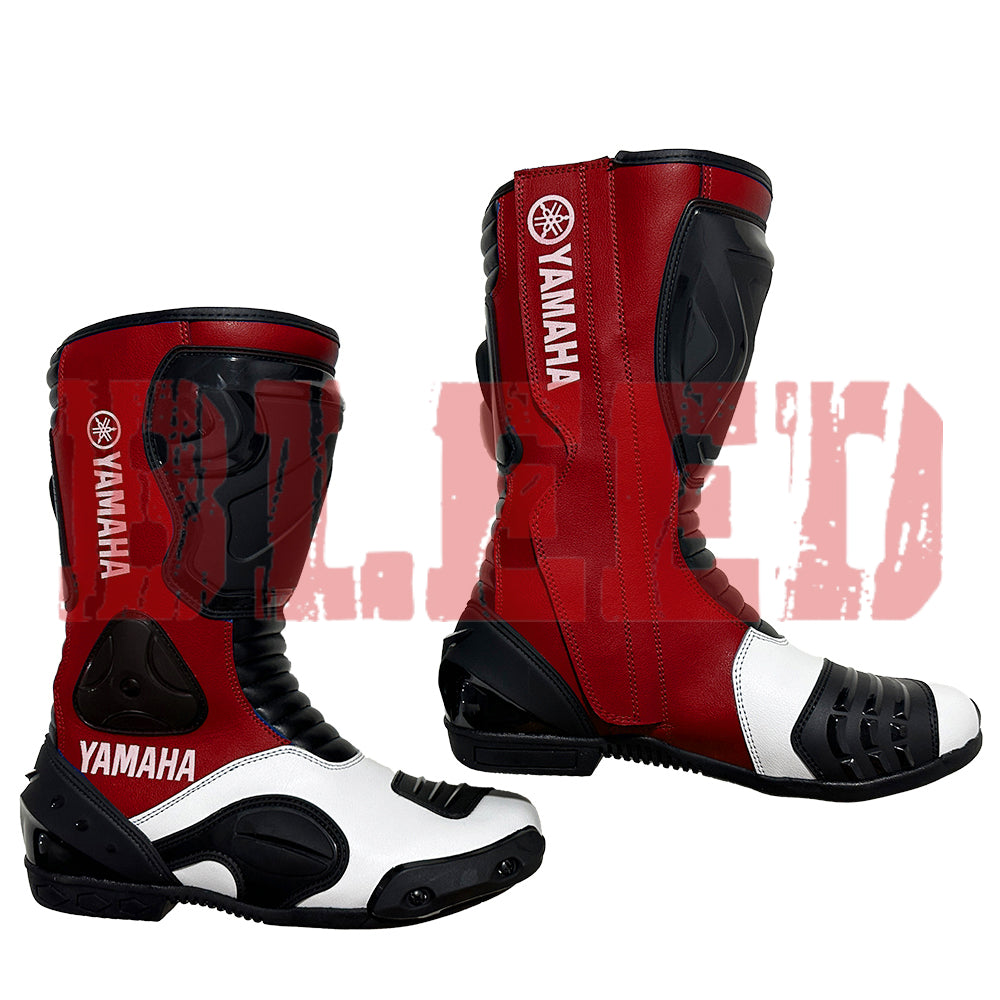 Yamaha MotoGP motorbike leather riding biker boots side view